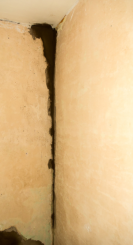 Hole between two walls