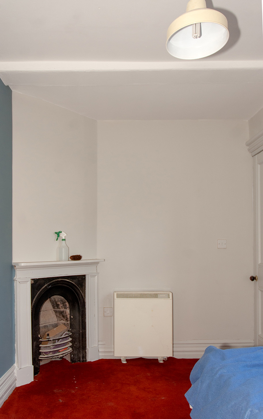 Painted wall with fireplace